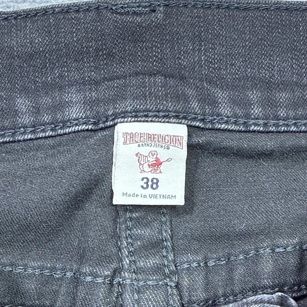 True Religion Jeans Mens 38x33 Black Moto Stretch Denim Tapered Retro Biker Y2K
